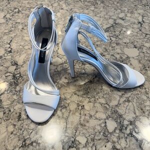 White House Black Market White Strappy Heels
